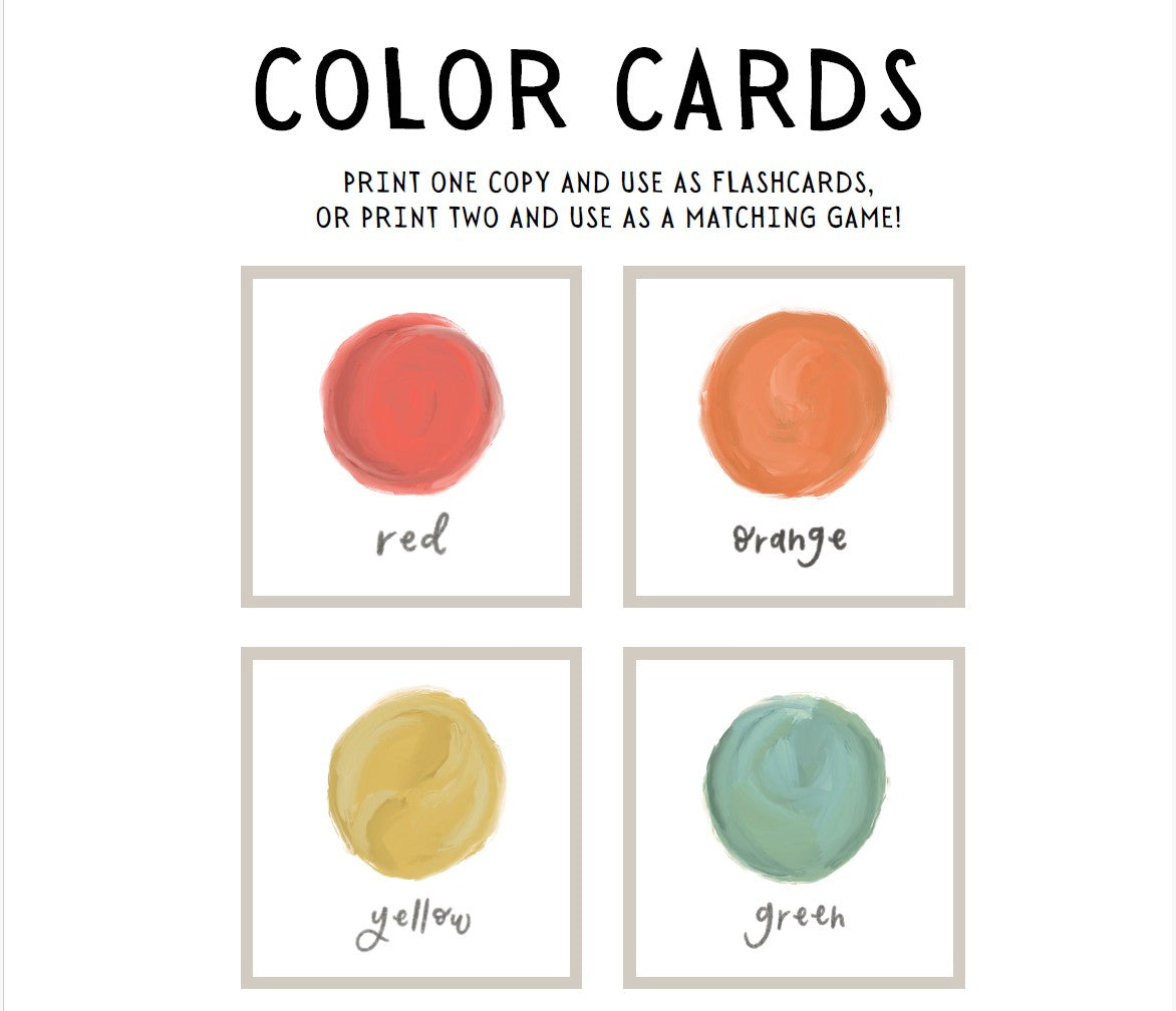 Toddler Color Flashcards and Matching Game